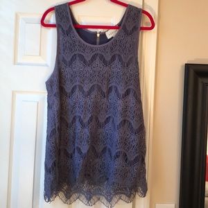 Sabine eyelash lace sleeveless tank blouse
